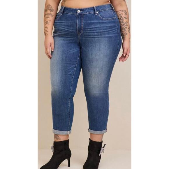 torrid Denim - torrid Size 18 Medium Dark Wash Boyfriend Straight Vintage Stretch Mid-Rise Jean